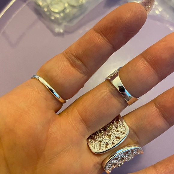 NEW!💙💎💍RING BUNDLE! SILVER PLAYED!💍💎💙OWL 7! HEARTS TREE BRANCH ADJUSTABLE! - Picture 6 of 6